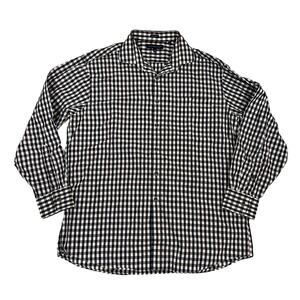 TOMMY HILFIGER Men's Long Sleeve Button-Up Plaid Navy Brown Shirt Size 17 (XL)